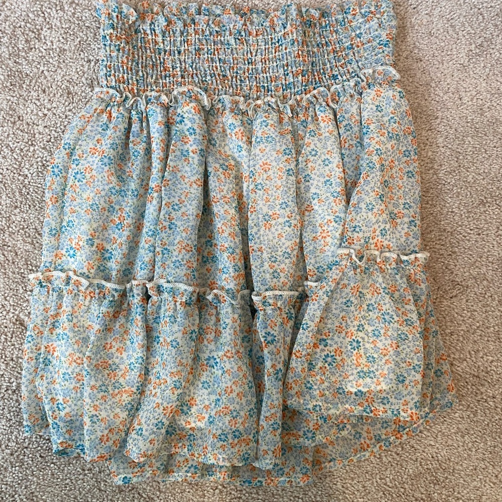 Altar'd State Blue and Orange Floral Mini Skirt